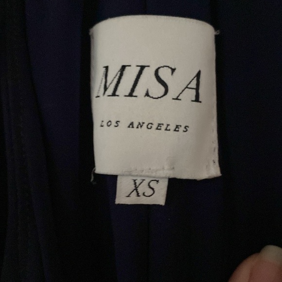 Misa Los Angeles Domino Tie Front Mini Dress Midnight Blue Navy - Picture 5 of 10